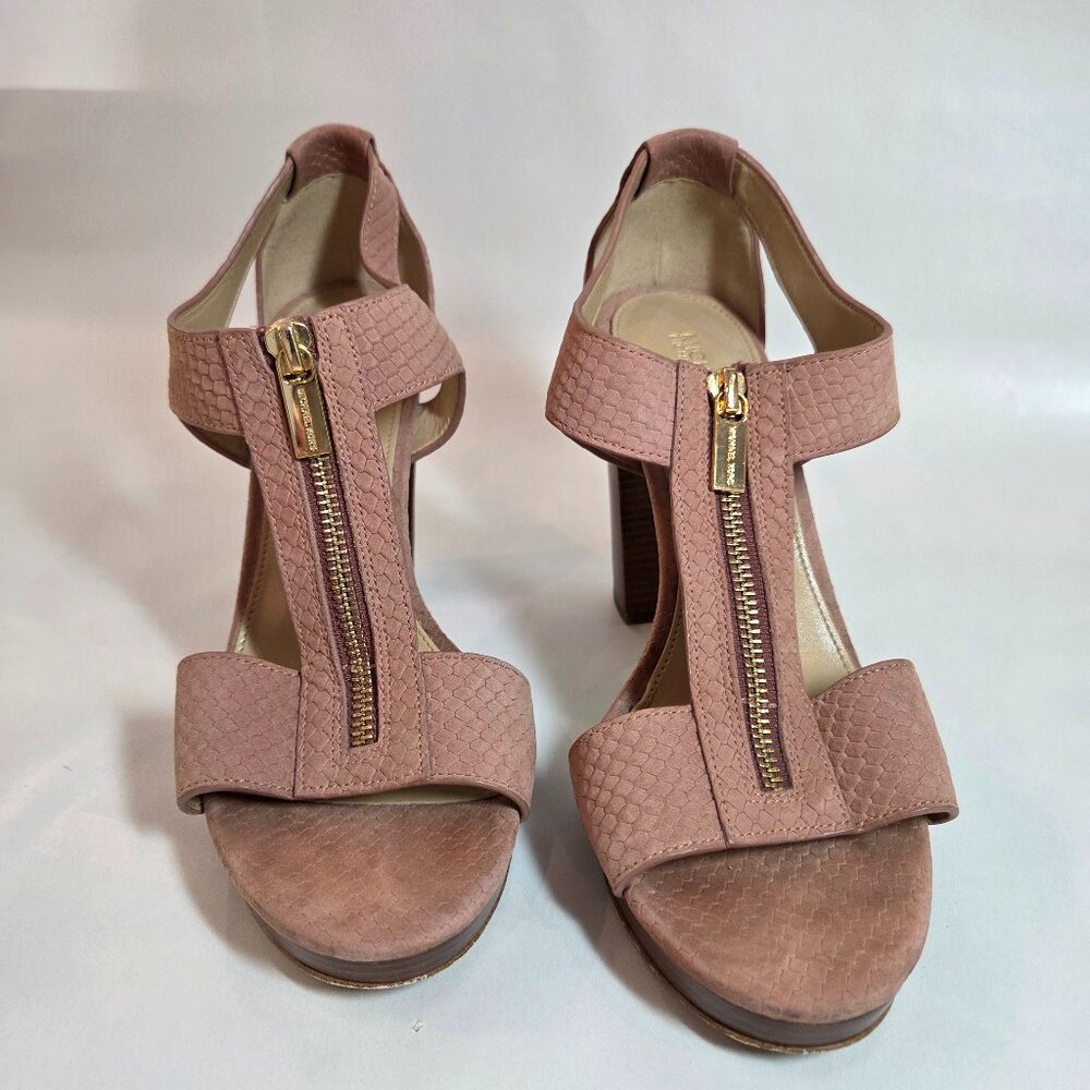 Michael Kors Berkeley Pink Suede Open Toe Platfor… - image 2